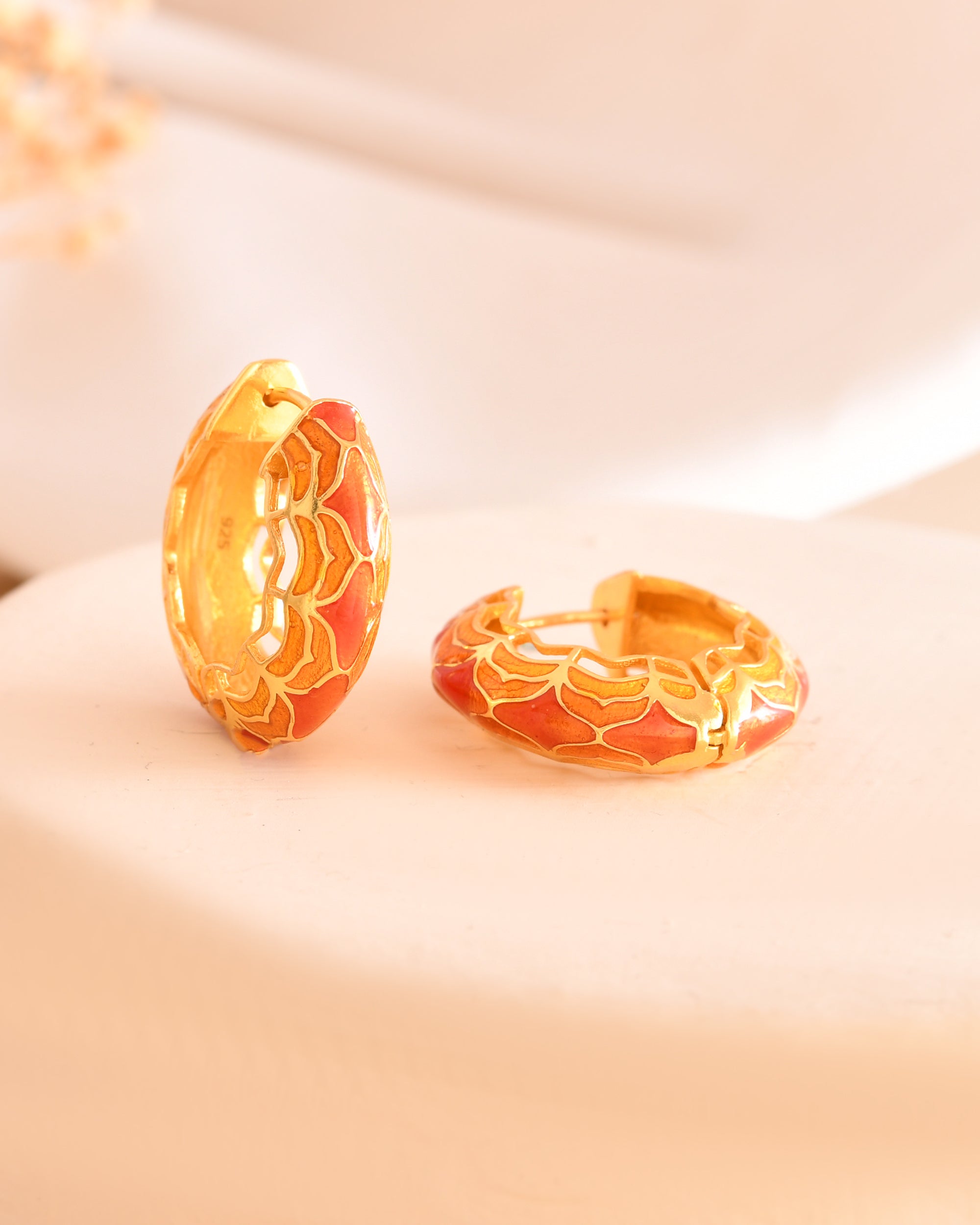 Sunset Enamel Gold Plated Sterling Silver Hoops